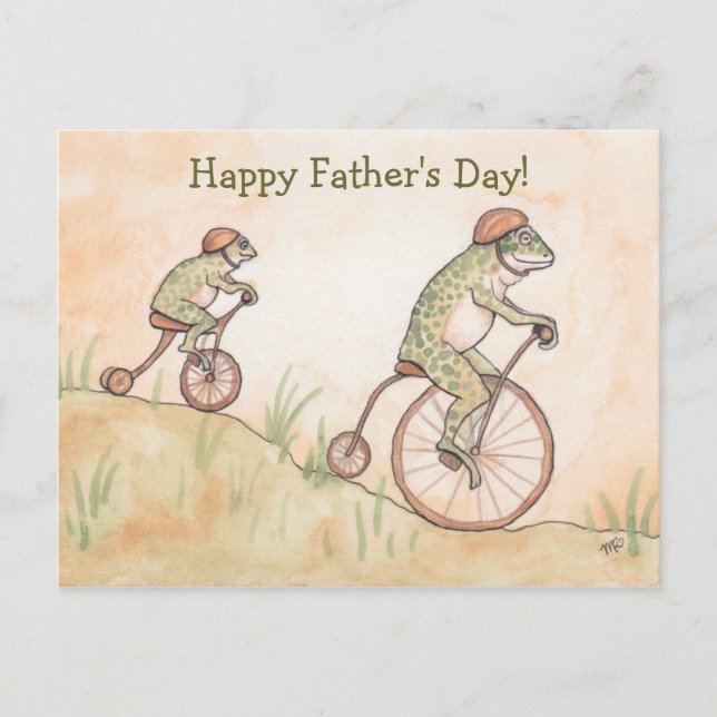 Frogs on Bicycles Father's Day Postcard (Front)