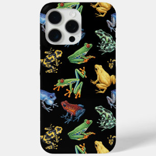 Frogs on black iPhone 15 pro max case