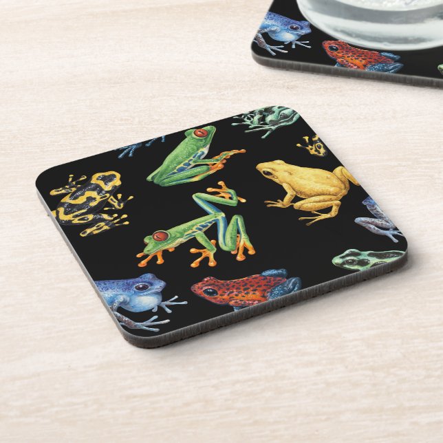 Frogs on black coaster (Left Side)