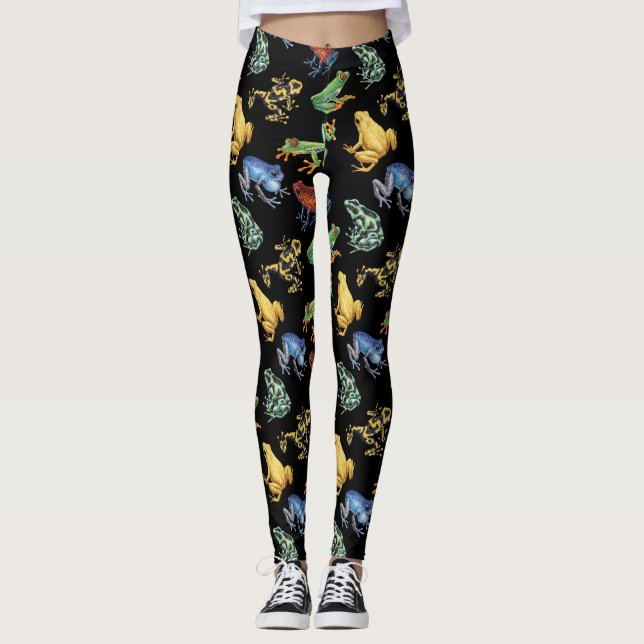 Frogs on black leggings (Front)