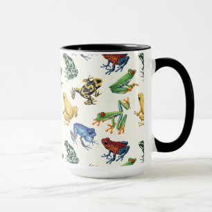 Frogs on black mug