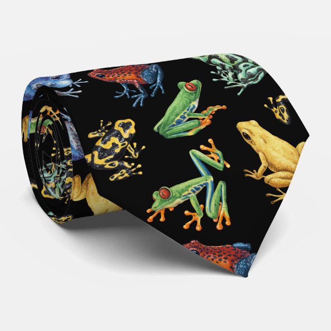 Frogs on black tie (Rolled)