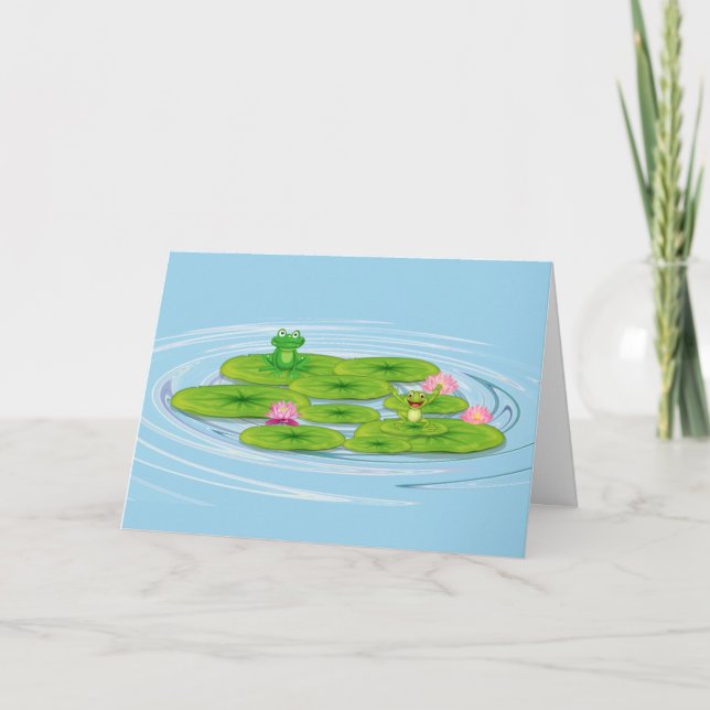 Frogs On Lily Pad Birthday Card (Front)