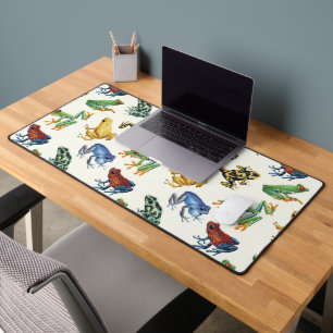 Frogs on natural white desk mat