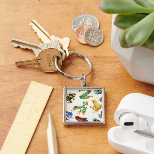 Frogs on natural white key ring