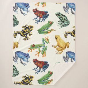 Frogs on natural white sherpa blanket