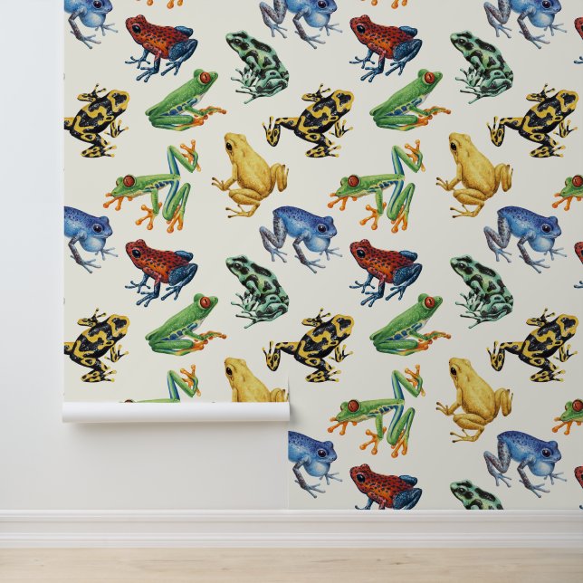 Frogs on natural white wallpaper (Application)