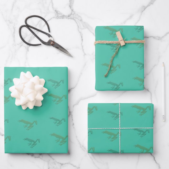 frogs on teal wrapping paper sheet (Front)