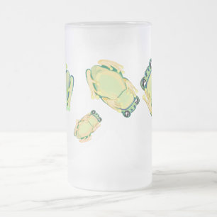 frogs on the glass frosted glass beer mug