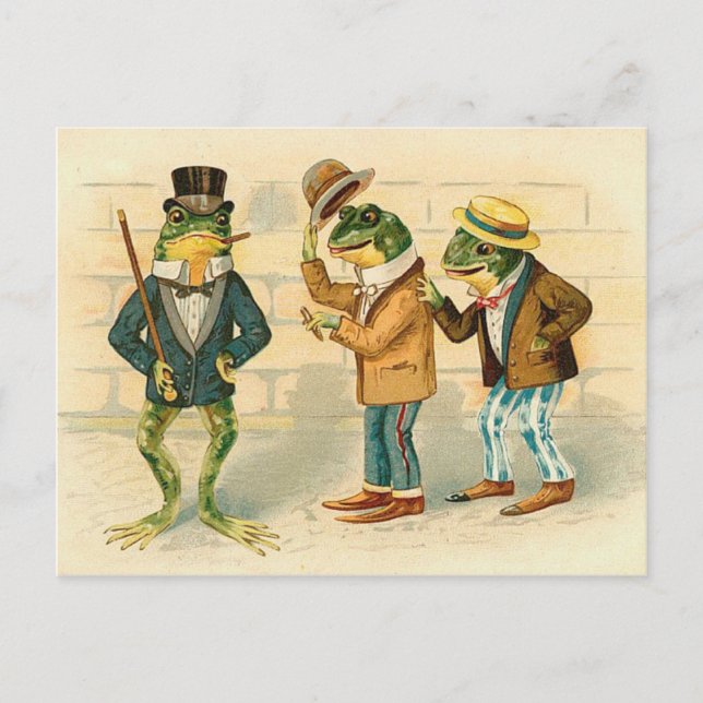 Frogs on the Street - Vintage Art Postcard (Front)