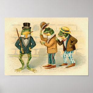 Frogs on the Street - Vintage Art Poster
