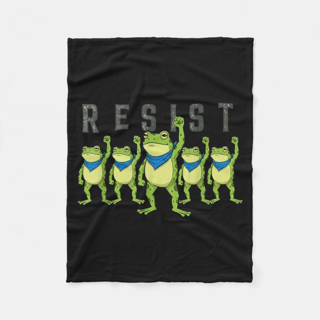 Frogs Resist - Rtland Frog Protest Funny  Fleece Blanket (Front)