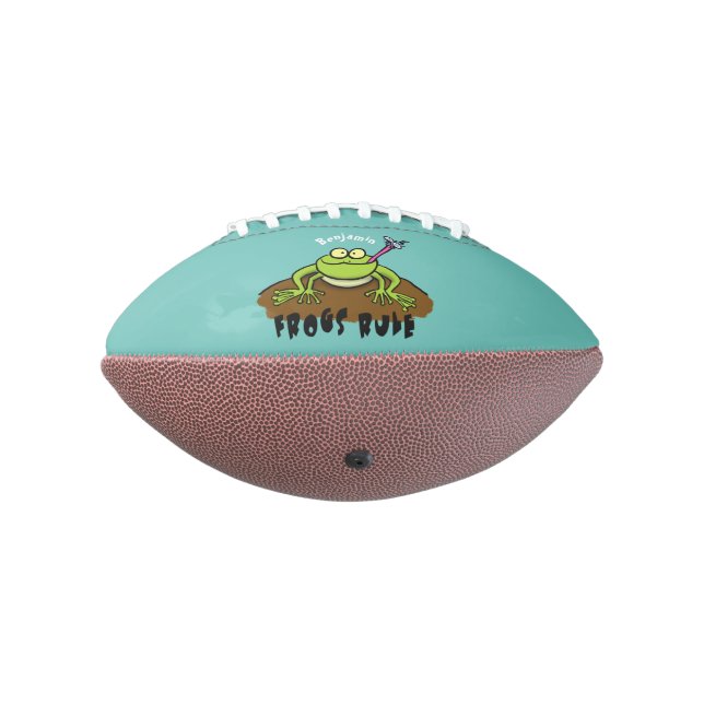 Frogs rule funny green frog cartoon american football (Rotated 270)