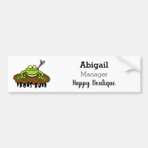 Frogs rule funny green frog cartoon bumper sticker