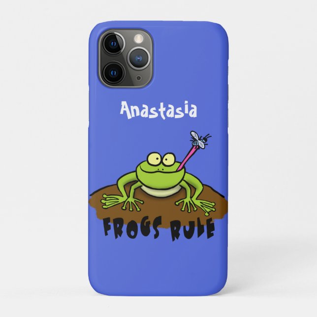 Frogs rule funny green frog cartoon Case-Mate iPhone case (Back)