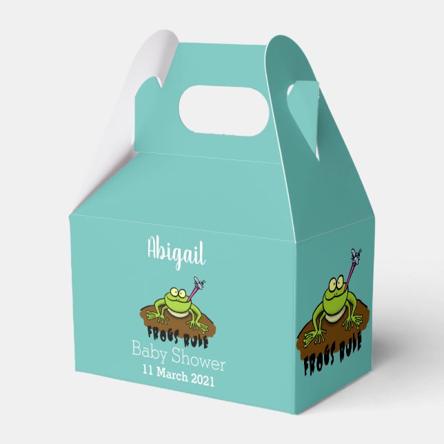 Frogs rule funny green frog cartoon favour box (Front Side)