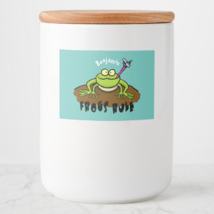Frogs rule funny green frog cartoon food label