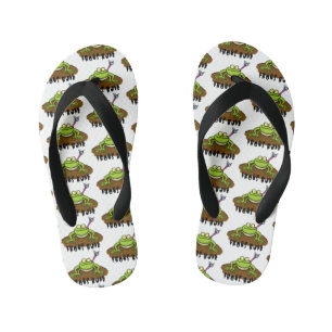 Frogs rule funny green frog cartoon kid's flip flops