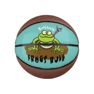 Frogs rule funny green frog cartoon mini basketball