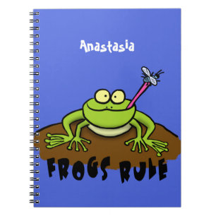 Frogs rule funny green frog cartoon notebook