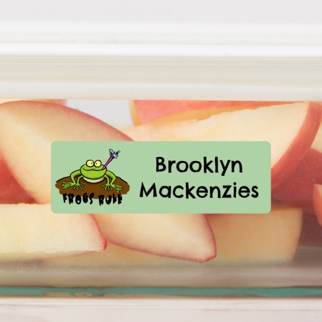 Frogs rule funny green frog cartoon personalised (Affixed)