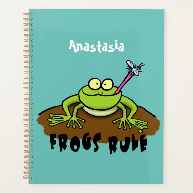 Frogs rule funny green frog cartoon planner (Front)