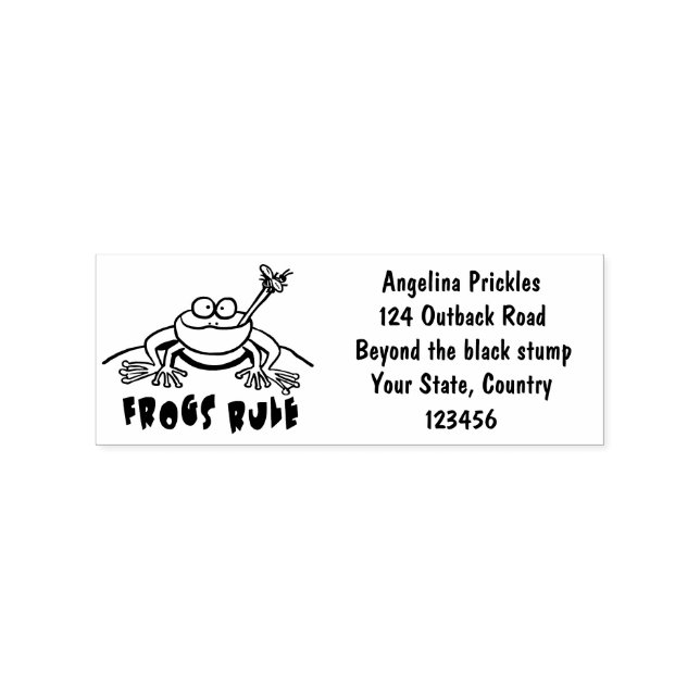 Frogs rule funny green frog cartoon rubber stamp (Imprint)