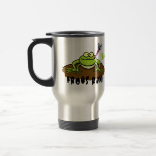 Frogs rule funny green frog cartoon travel mug