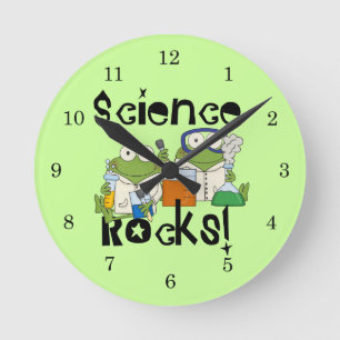 Frogs Science Rocks Round Clock