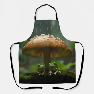 Frogs Sheltering Under Mushroom From Rain, Apron