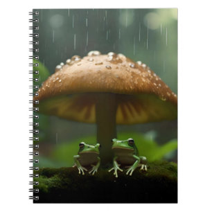 Frogs Sheltering Under Mushroom From Rain, Notebook