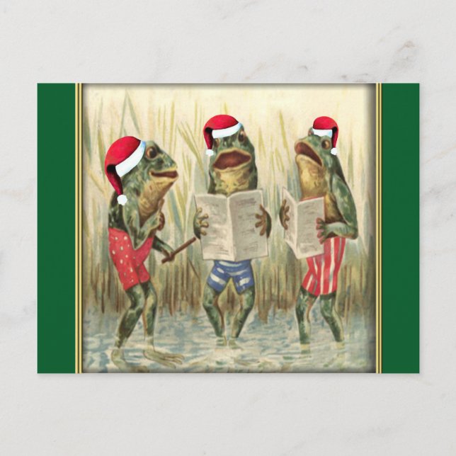 Frogs Singing Merry Christmas Holiday Postcard (Front)
