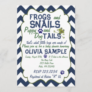 Frogs, Snails and Puppy  Baby Shower Invitation