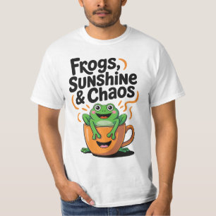 Frogs, Sunshine & Chaos – Cute Frog in Coffee Cup T-Shirt