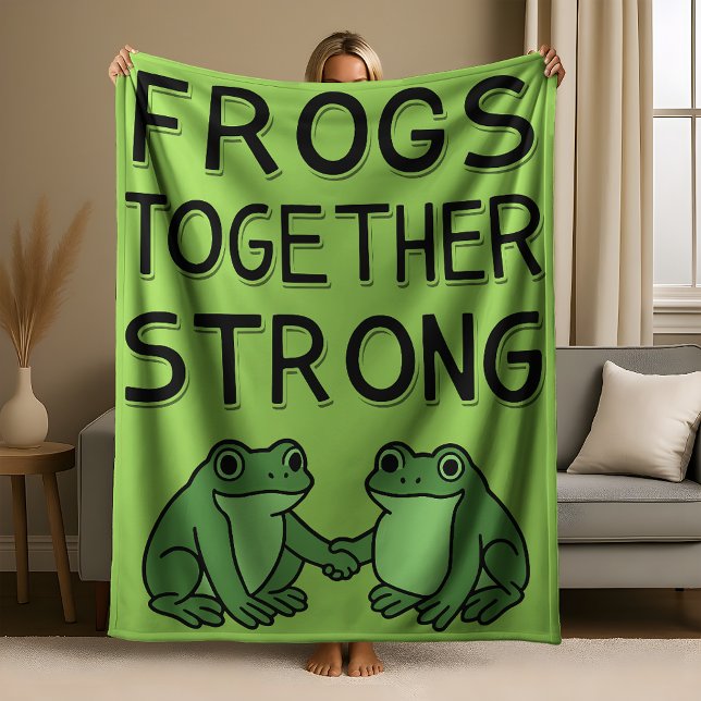 Frogs Together Strong Portland Frog Protest Fleece Blanket (Creator Uploaded)