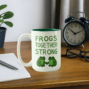 Frogs Together Strong Portland Frog Protest Two-Tone Coffee Mug