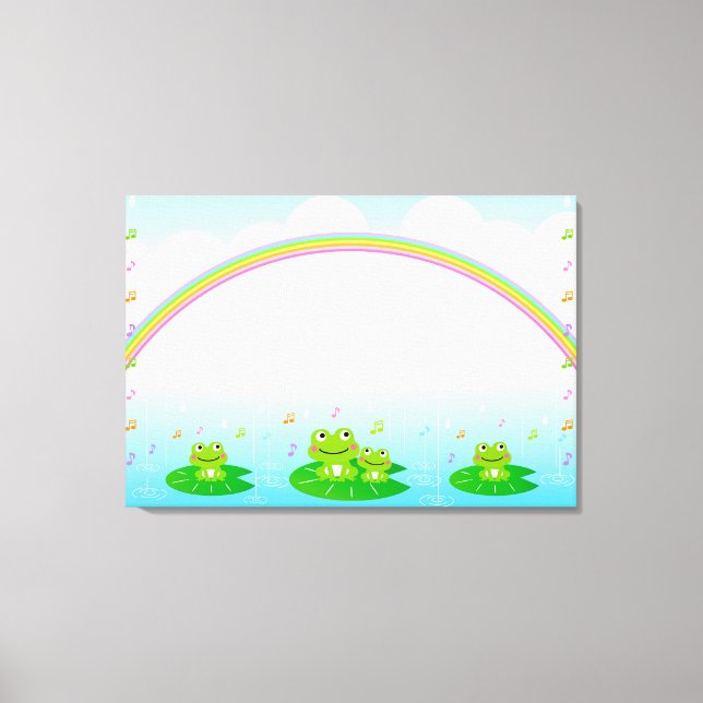 Frogs under the rainbow canvas print (Front)