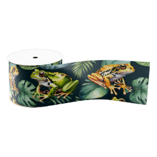 Frogs Watercolor Art  Grosgrain Ribbon