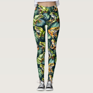 Frogs Watercolor Art  Leggings