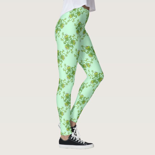 Frogs waving and having fun in a pattern design leggings (Right)