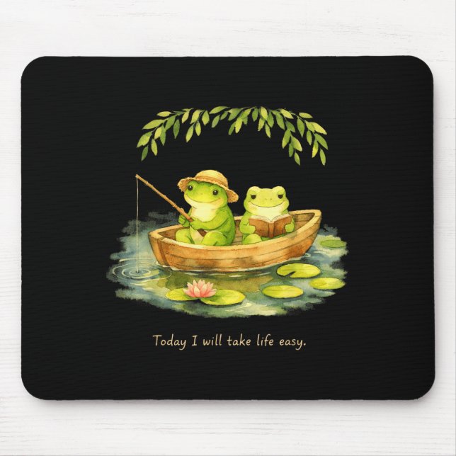 Frogs will take life easy peaceful weekend reading mouse mat (Front)