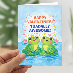 Frogs With a Tiny Crown Valentine Holiday Card