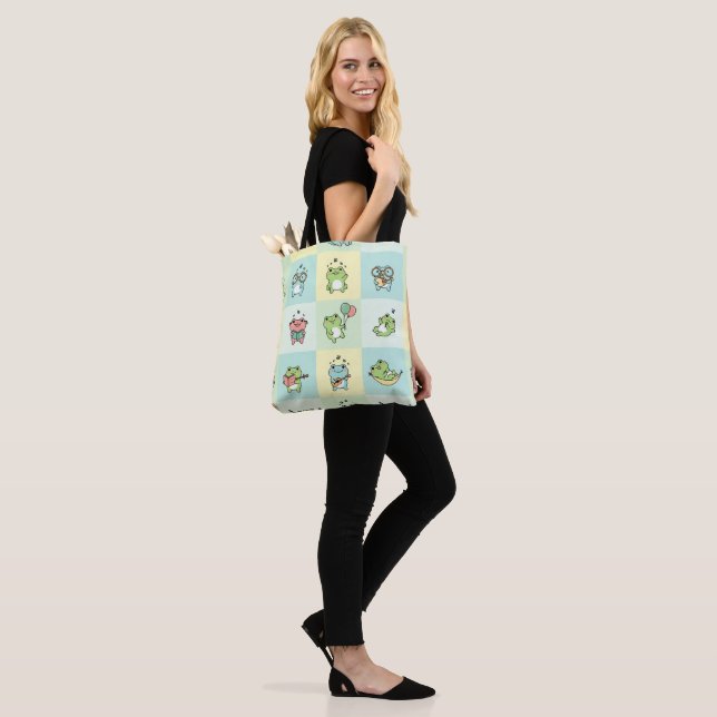 Frogs with Tiny Hobbies Tote Bag (On Model)