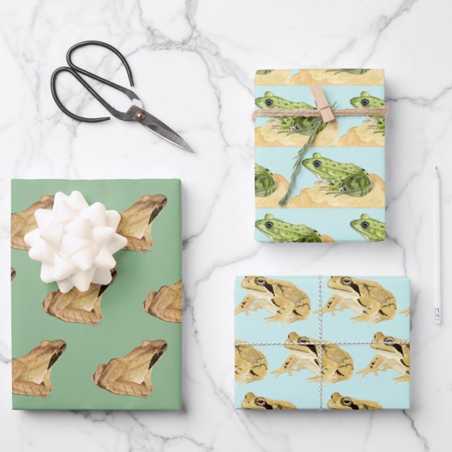 Frogs Wrapping Paper Sheet (Front)