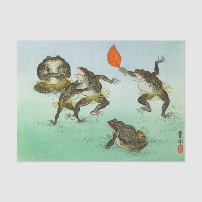 Frogs Wrestling by Ohara Koson Tissue Paper (Front)