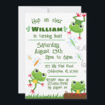 Frogtastic Jumping Frogs Kids Birthday  Invitation<br><div class="desc">Hop on over for a froggy good time with this adorable design! Great for any frog loving kiddos. Features 3 frogs jumping and sitting with lots of cute details and fun fonts. Can be customised to any event! 
Clipart by MyClipArtStore.</div>