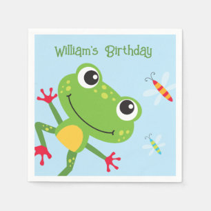 Frogtastic Leaping Frogs Kids Birthday Napkin