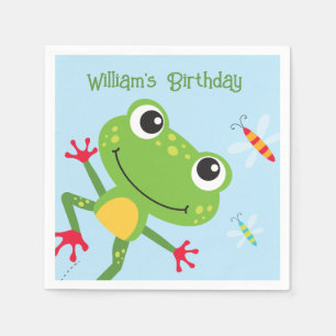 Frogtastic Leaping Frogs Kids Birthday Napkins
