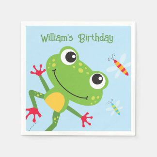 Frogtastic Leaping Frogs Kids Birthday Napkins