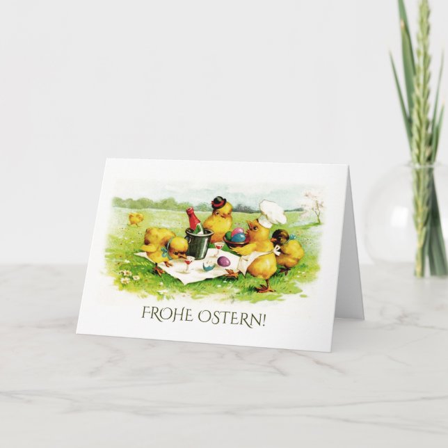 Frohe Ostern. Easter Greeting Cards in German (Front)